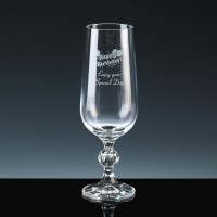 Crystal Gifts 6oz Champagne Flutes Happy Birthday, Single, Silver Boxed