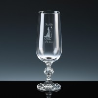 Crystal Gifts 6oz Champagne Flutes Mother Bride, Single, Silver Boxed