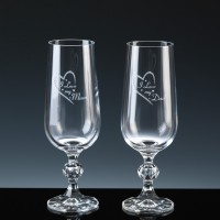 Crystal Gifts 6oz Champagne Flutes Mum Dad, Pair, Silver Boxed