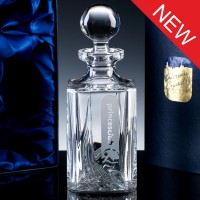 Inverness Crystal Flame Panelled 24% Lead Crystal Square Spirit Decanter, Single, Satin Boxed