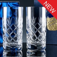 Inverness Crystal Traditional Panelled 24% Lead Crystal 12oz Hiball, Pair, Satin Boxed