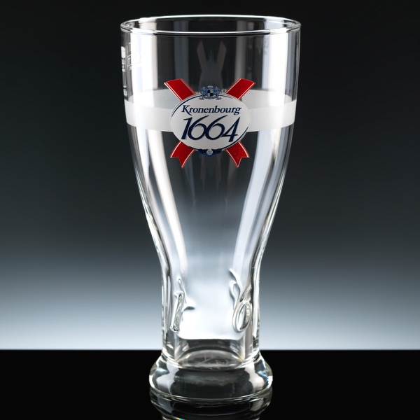 Kronenbourg Branded 1 Pint Beer Glass, Single, Blue Boxed