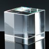 Optical Crystal Award 2.5 inch Cube, Single, Velvet Casket