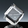 Optical Crystal Award 3 inch Balancing Cube, Single, Velvet Casket