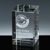 Optical Crystal Award 3 inch Rectangle Block, Single, Velvet Casket