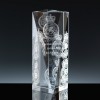 Optical Crystal Award 6 inch Tain Column, Single, Velvet Casket