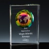Optical Crystal Award Fantasy Globe With Colour, Single, Velvet Casket