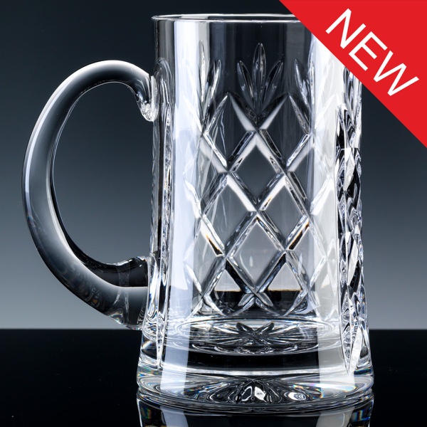 Inverness Crystal Traditional Panelled 1 Pint Tankard, Blue Boxed